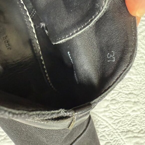 Rag Rag & Bone Harrow Black Canvas Leather Strap Ankle Booties Size 37 - Picture 7 of 12